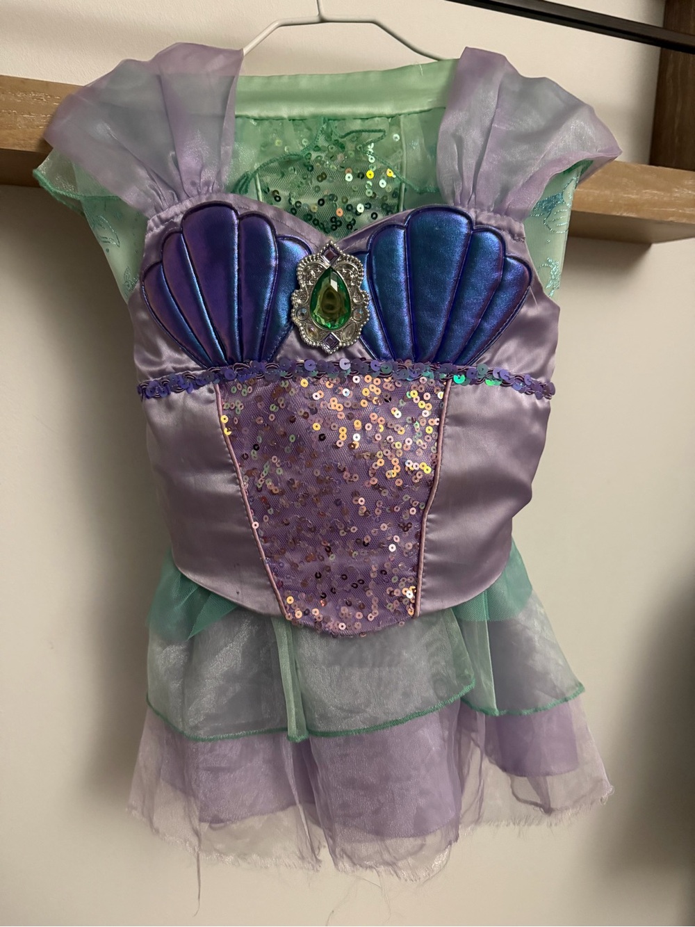Disney Girls Purple and Green Mermaid Shell Dress Costume